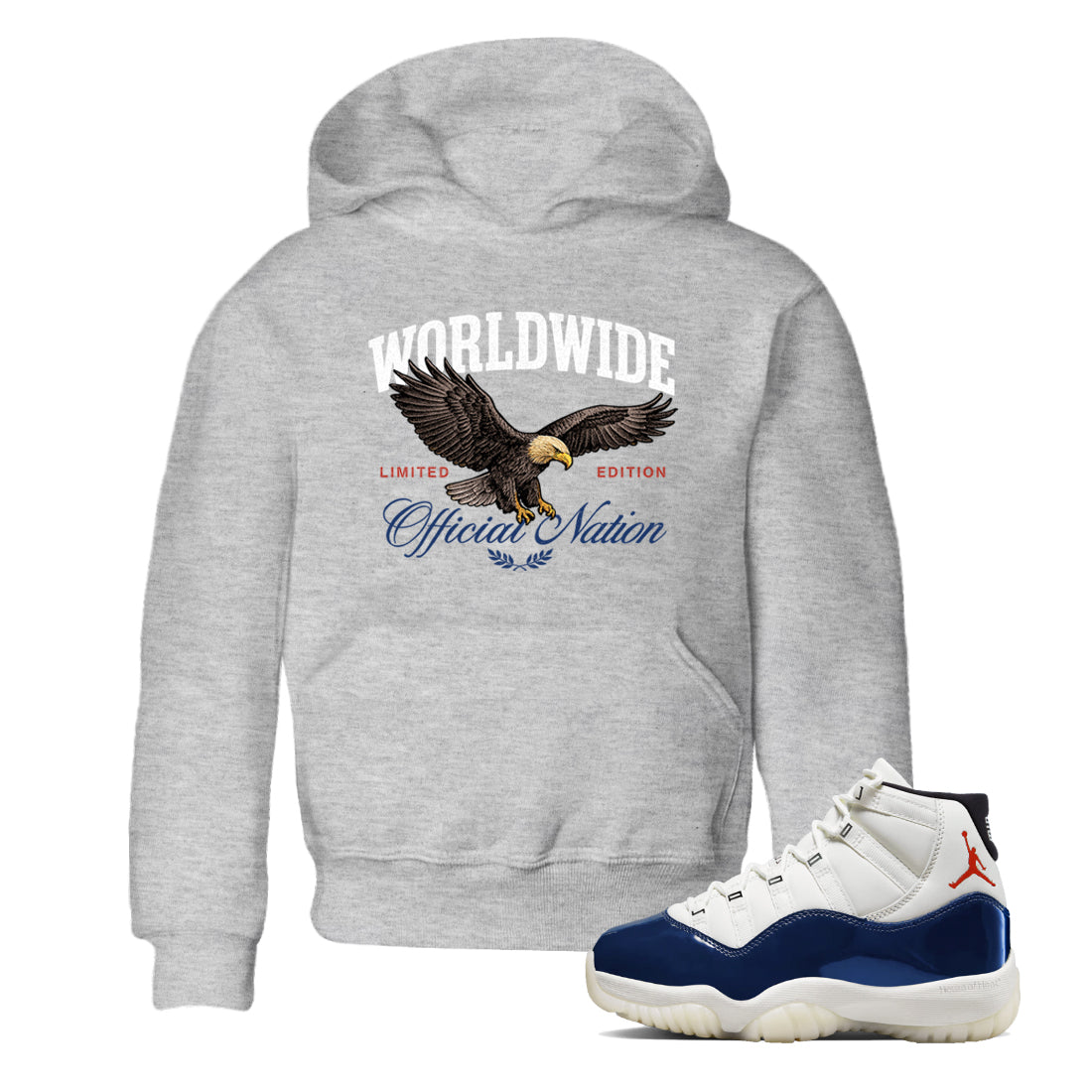 Sneaker match tees – Sneaker Tees To Match Air Jordan 11 Rare Air Shoes – Worldwide Official Nation Kids T-Shirt Heather Grey 1