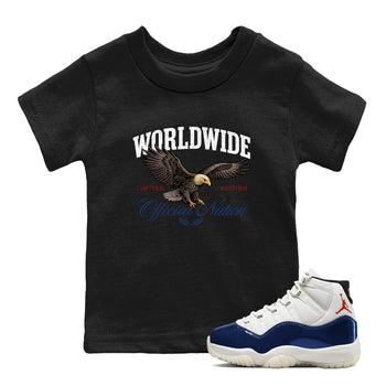 Sneaker match tees – Sneaker Tees To Match Air Jordan 11 Rare Air Shoes – Worldwide Official Nation Kids T-Shirt Black 1