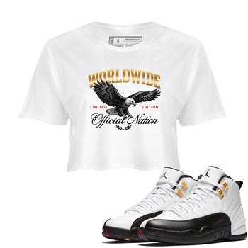 Sneaker match tees – Sneaker Tees To Match Air Jordan 12 Taxi Shoes – Worldwide Official Nation Crop T-Shirt White 1
