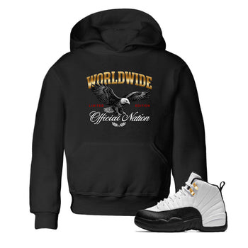 Sneaker match tees – Sneaker Tees To Match Air Jordan 12 Taxi Shoes – Worldwide Official Nation Kids T-Shirt Black 1