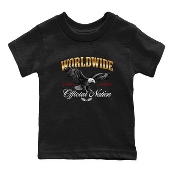 Sneaker match tees – Sneaker Tees To Match Air Jordan 12 Taxi Shoes – Worldwide Official Nation Kids T-Shirt Black 2
