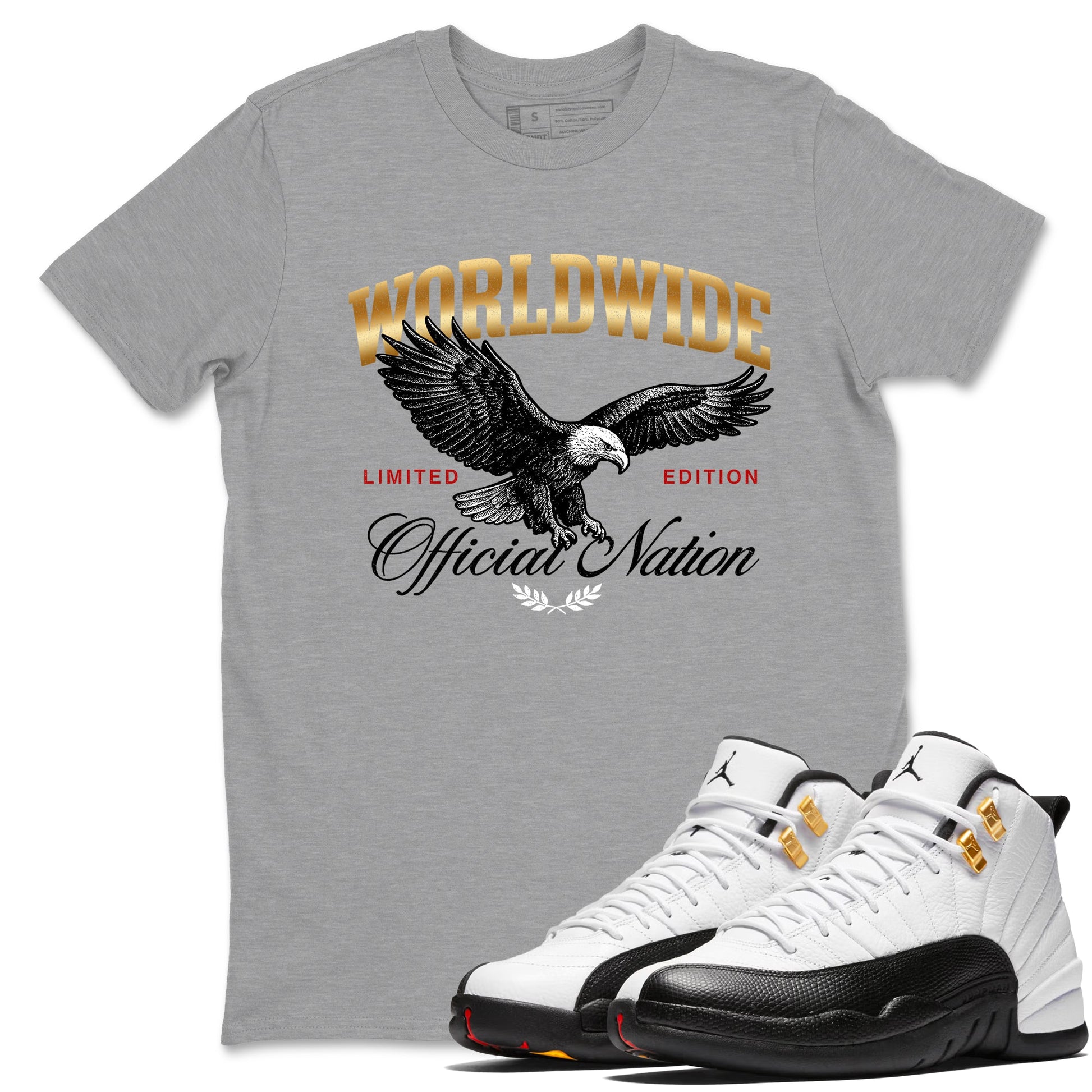 Sneaker match tees – Sneaker Tees To Match Air Jordan 12 Taxi Shoes – Worldwide Official Nation Tee Heather Grey 1