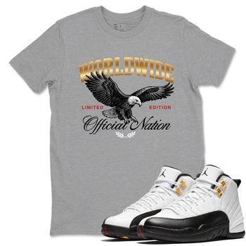 Sneaker match tees – Sneaker Tees To Match Air Jordan 12 Taxi Shoes – Worldwide Official Nation Tee Heather Grey 1