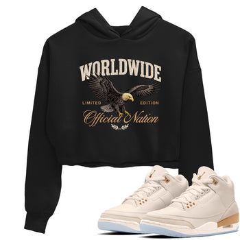 Best Christmas gifts for sneakerheads  – Sneaker Tees To Match Air Jordan 3 Champagne and Oysters Sneakers – Worldwide Official Nation Crop T-Shirt Black 1