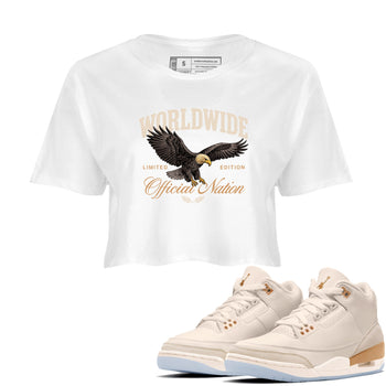 Best Christmas gifts for sneakerheads  – Sneaker Tees To Match Air Jordan 3 Champagne and Oysters Sneakers – Worldwide Official Nation Crop T-Shirt White 1