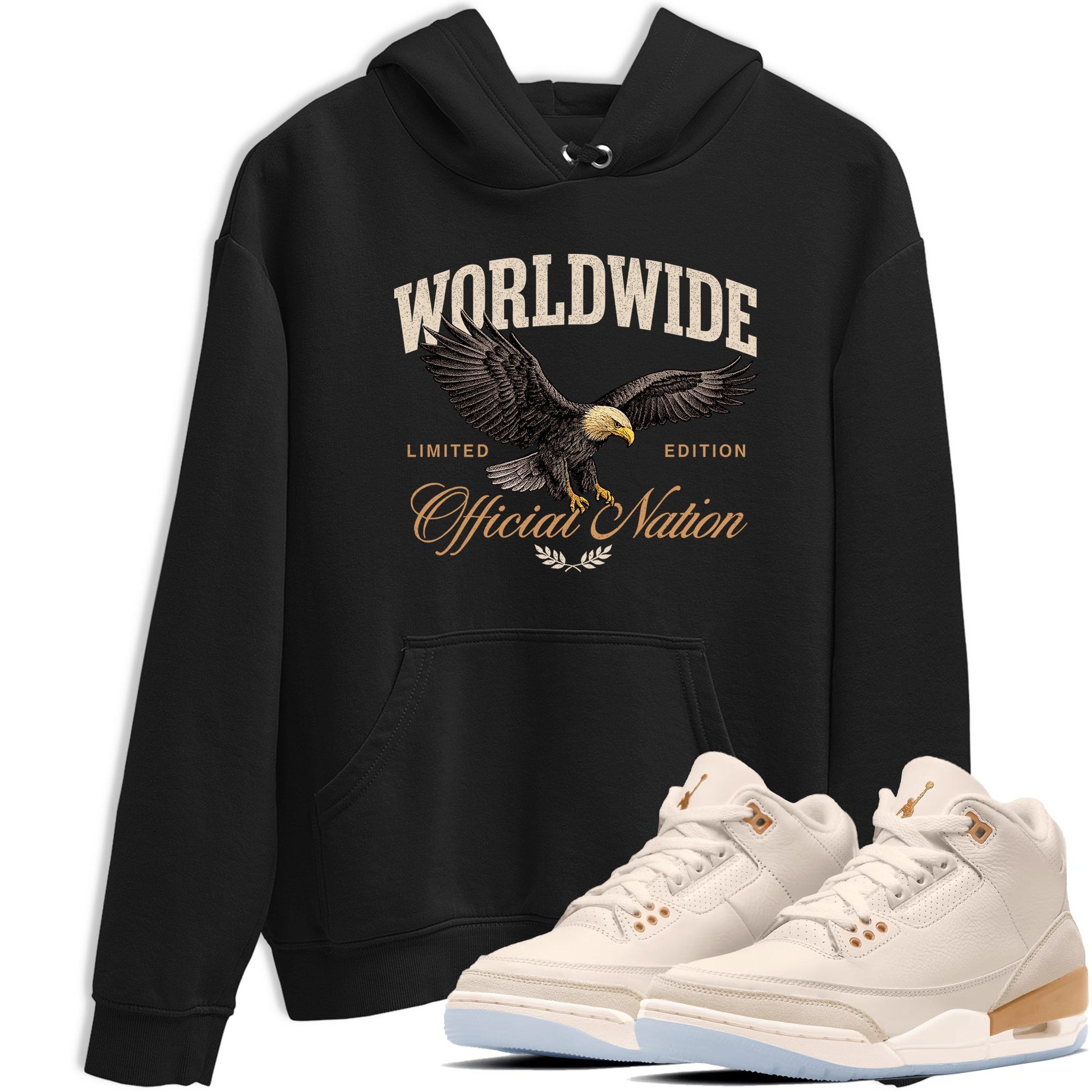 Best Christmas gifts for sneakerheads  – Sneaker Tees To Match Air Jordan 3 Champagne and Oysters Sneakers – Worldwide Official Nation Graphic Tee Black 1
