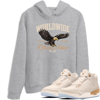 Best Christmas gifts for sneakerheads  – Sneaker Tees To Match Air Jordan 3 Champagne and Oysters Sneakers – Worldwide Official Nation Graphic Tee Heather Grey 1