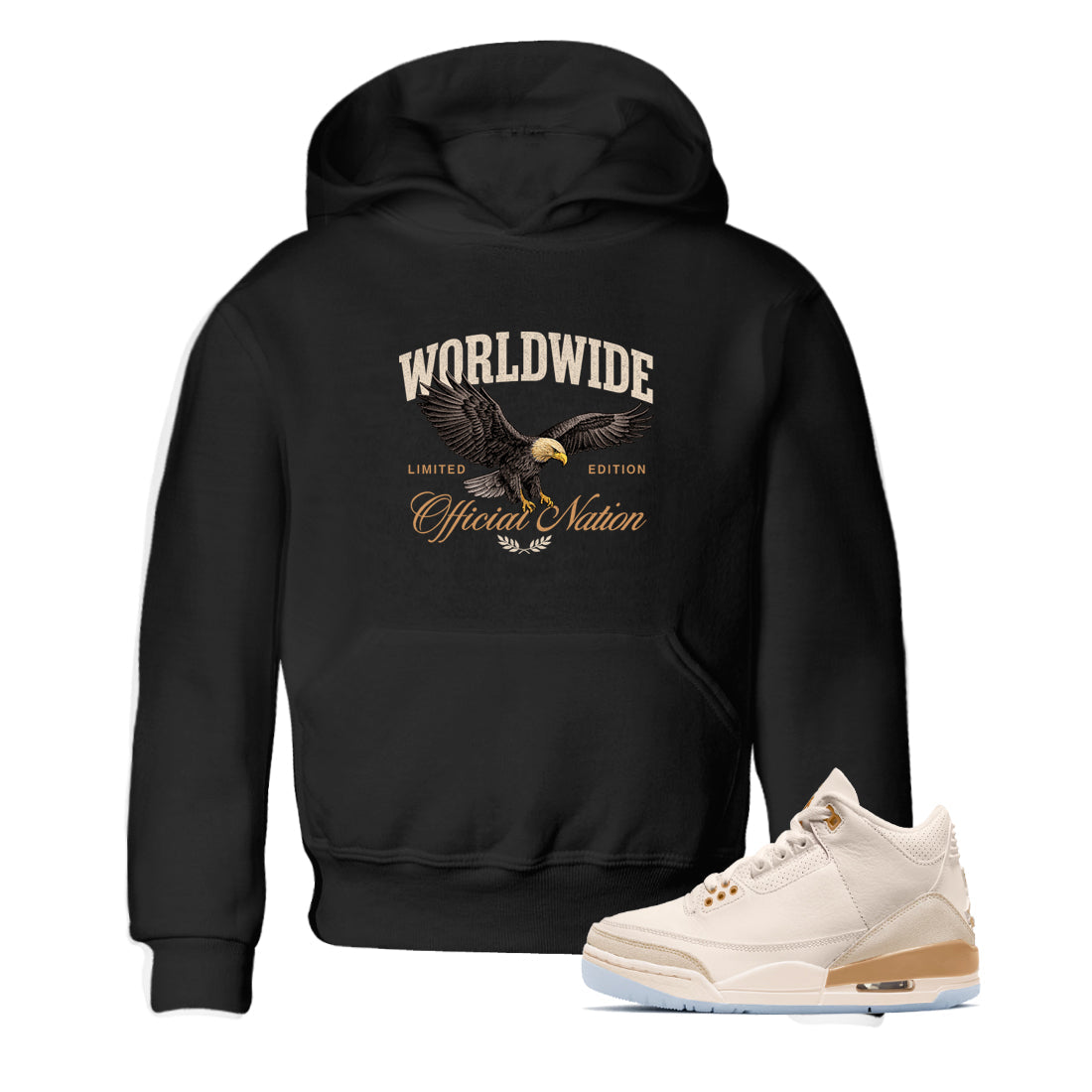 Best Christmas gifts for sneakerheads  – Sneaker Tees To Match Air Jordan 3 Champagne and Oysters Sneakers – Worldwide Official Nation Kids T-Shirt Black 1