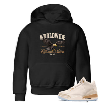 Best Christmas gifts for sneakerheads  – Sneaker Tees To Match Air Jordan 3 Champagne and Oysters Sneakers – Worldwide Official Nation Kids T-Shirt Black 1