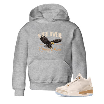 Best Christmas gifts for sneakerheads  – Sneaker Tees To Match Air Jordan 3 Champagne and Oysters Sneakers – Worldwide Official Nation Kids T-Shirt Heather Grey 1