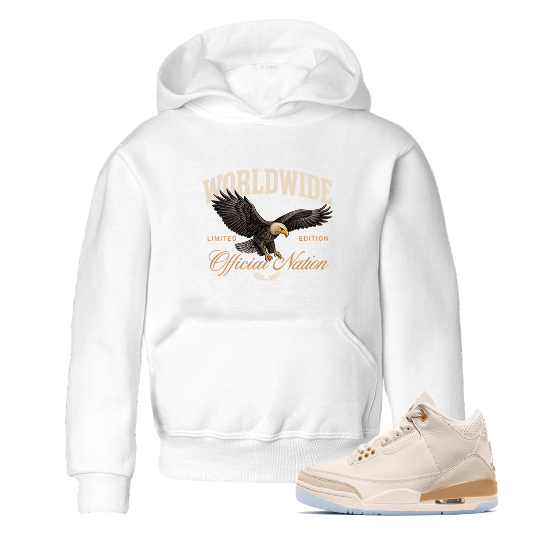 Best Christmas gifts for sneakerheads  – Sneaker Tees To Match Air Jordan 3 Champagne and Oysters Sneakers – Worldwide Official Nation Kids T-Shirt White 1