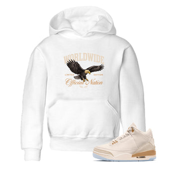 Best Christmas gifts for sneakerheads  – Sneaker Tees To Match Air Jordan 3 Champagne and Oysters Sneakers – Worldwide Official Nation Kids T-Shirt White 1