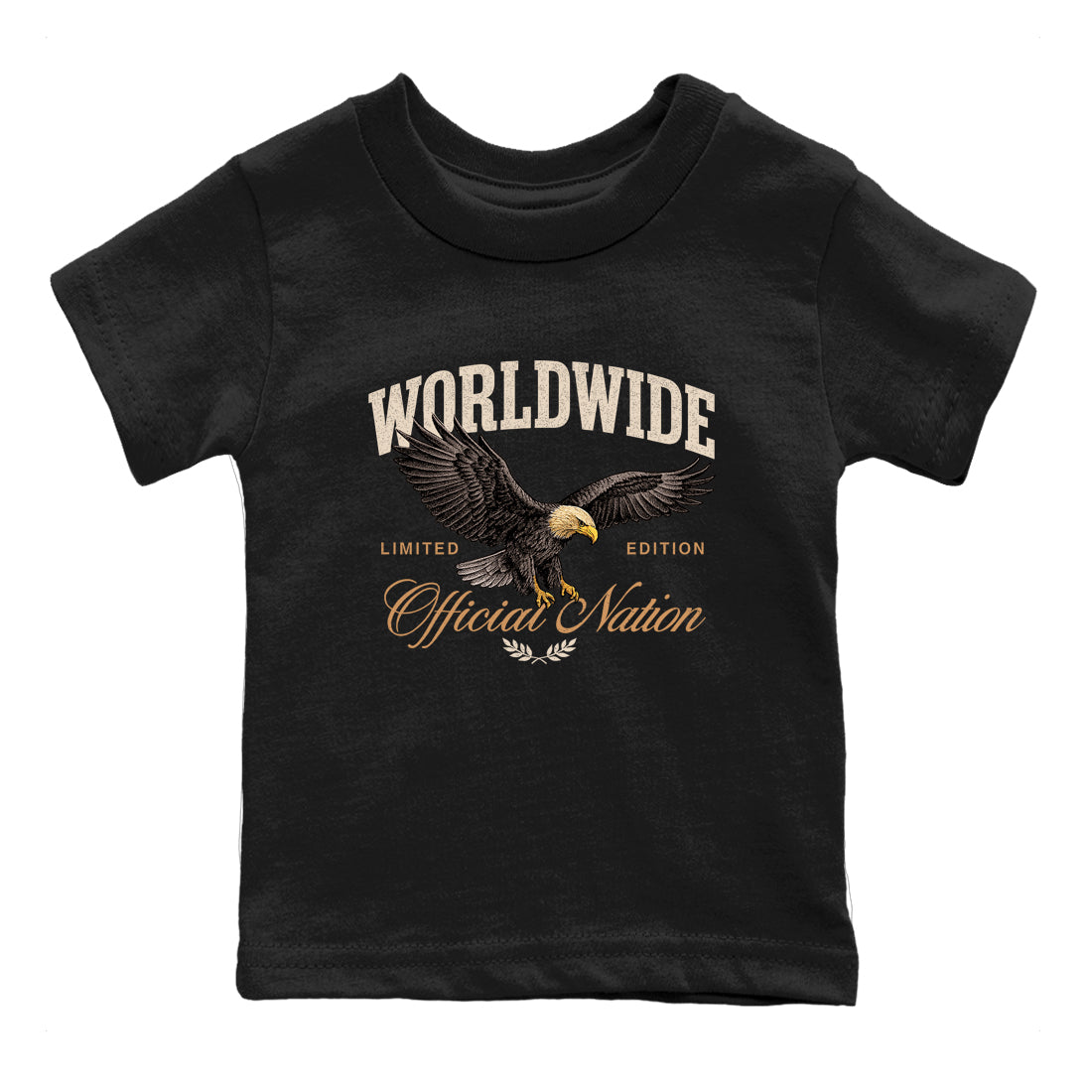 Best Christmas gifts for sneakerheads  – Sneaker Tees To Match Air Jordan 3 Champagne and Oysters Sneakers – Worldwide Official Nation Kids T-Shirt Black 2