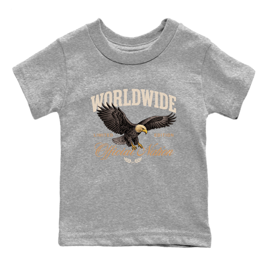 Best Christmas gifts for sneakerheads  – Sneaker Tees To Match Air Jordan 3 Champagne and Oysters Sneakers – Worldwide Official Nation Kids T-Shirt Heather Grey 2