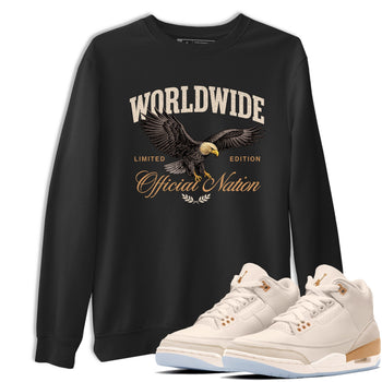 Best Christmas gifts for sneakerheads  – Sneaker Tees To Match Air Jordan 3 Champagne and Oysters Sneakers – Worldwide Official Nation Graphic Tee Black 1