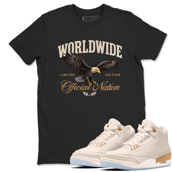 Best Christmas gifts for sneakerheads  – Sneaker Tees To Match Air Jordan 3 Champagne and Oysters Sneakers – Worldwide Official Nation Graphic Tee Black 1