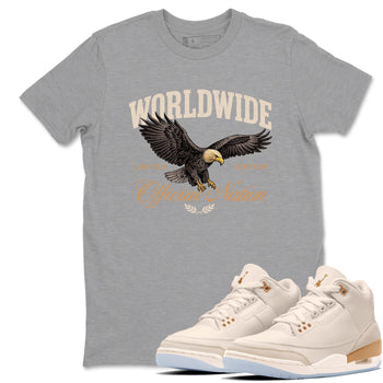 Best Christmas gifts for sneakerheads  – Sneaker Tees To Match Air Jordan 3 Champagne and Oysters Sneakers – Worldwide Official Nation Graphic Tee Heather Grey 1