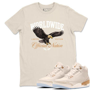 Best Christmas gifts for sneakerheads  – Sneaker Tees To Match Air Jordan 3 Champagne and Oysters Sneakers – Worldwide Official Nation Graphic Tee Natural 1