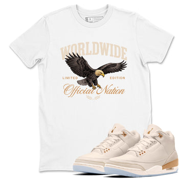 Best Christmas gifts for sneakerheads  – Sneaker Tees To Match Air Jordan 3 Champagne and Oysters Sneakers – Worldwide Official Nation Graphic Tee White 1