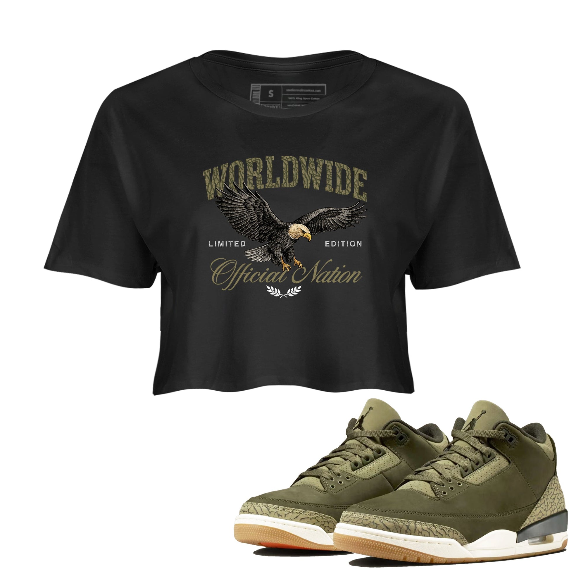 Sneaker Threads – Sneaker Threads To Match Air Jordan 3 Family Affair Shoes – Worldwide Official Nation Crop T-Shirt Black 1