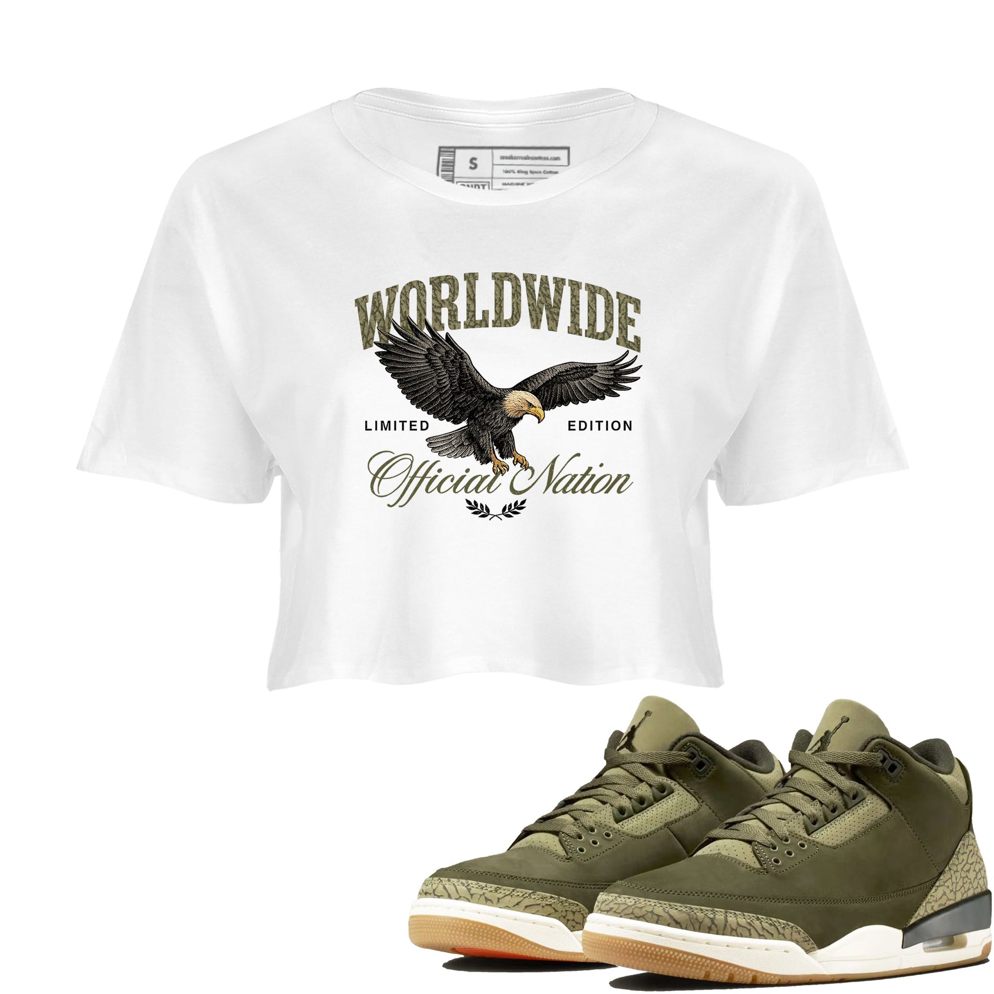 Sneaker Threads – Sneaker Threads To Match Air Jordan 3 Family Affair Shoes – Worldwide Official Nation Crop T-Shirt White 1