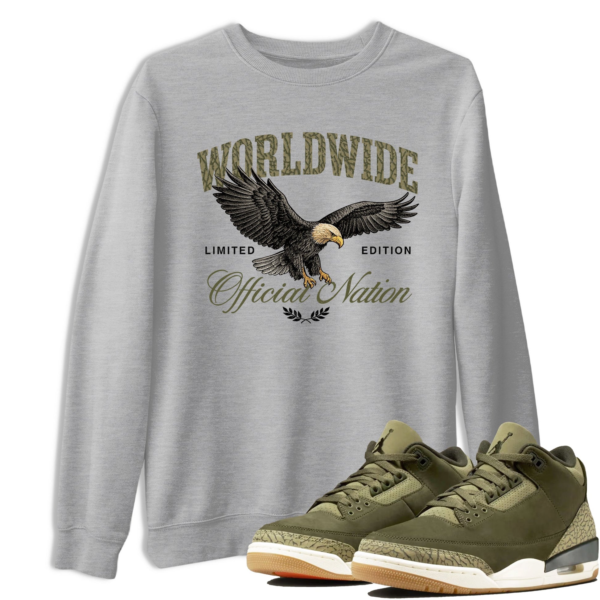 Sneaker Threads – Sneaker Threads To Match Air Jordan 3 Family Affair Shoes – Worldwide Official Nation Tee Heather Grey 1