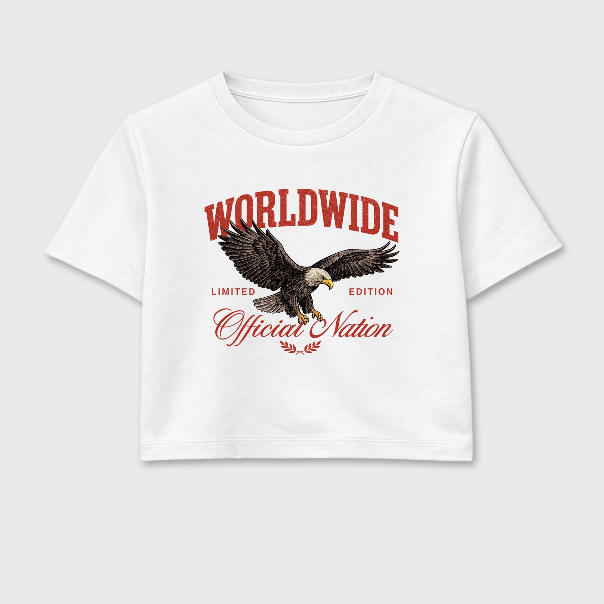 Worldwide Official Nation women’s crop tee designed to match the Air Jordan 4 Brick After Brick, featuring coordinated White 2 options for a perfect streetwear vibe.