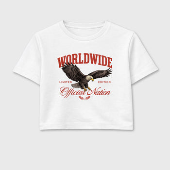 Worldwide Official Nation women’s crop tee designed to match the Air Jordan 4 Brick After Brick, featuring coordinated White 2 options for a perfect streetwear vibe.