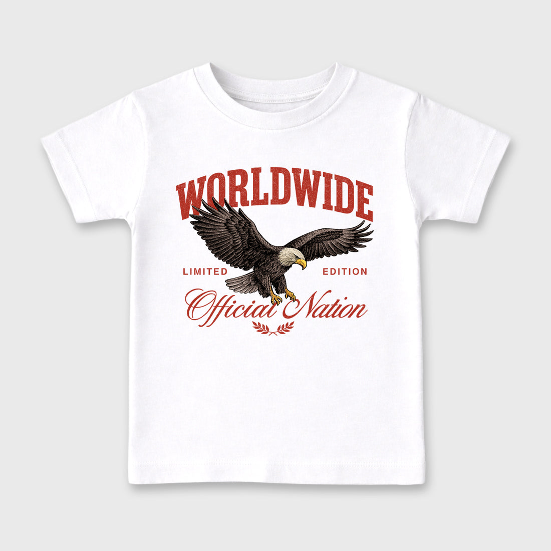 Worldwide Official Nation affordable baby and kids t-shirt designed to match the Air Jordan 4 Brick After Brick, featuring coordinated White 2 options for the perfect little sneakerhead streetwear look.