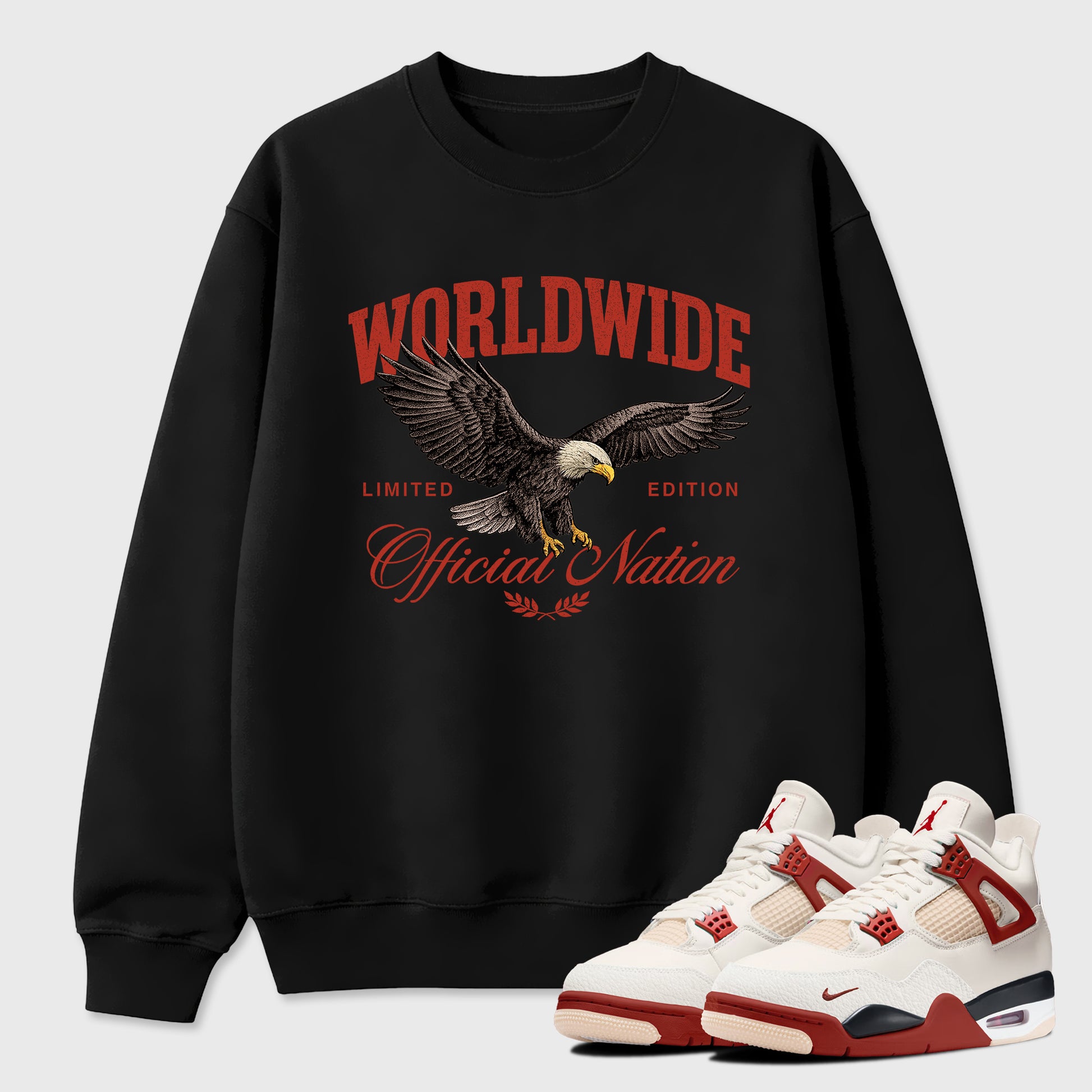 Worldwide Official Nation Graphic T-Shirt sneaker match tee designed for the Air Jordan 4 Brick After Brick, featuring coordinated color options for a perfect streetwear match. Black 1 shirt.