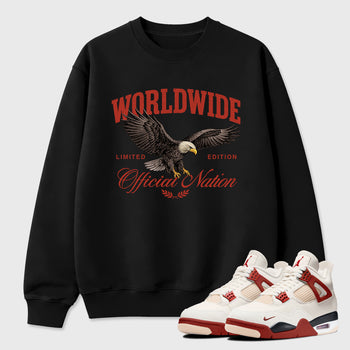 Worldwide Official Nation Graphic T-Shirt sneaker match tee designed for the Air Jordan 4 Brick After Brick, featuring coordinated color options for a perfect streetwear match. Black 1 shirt.