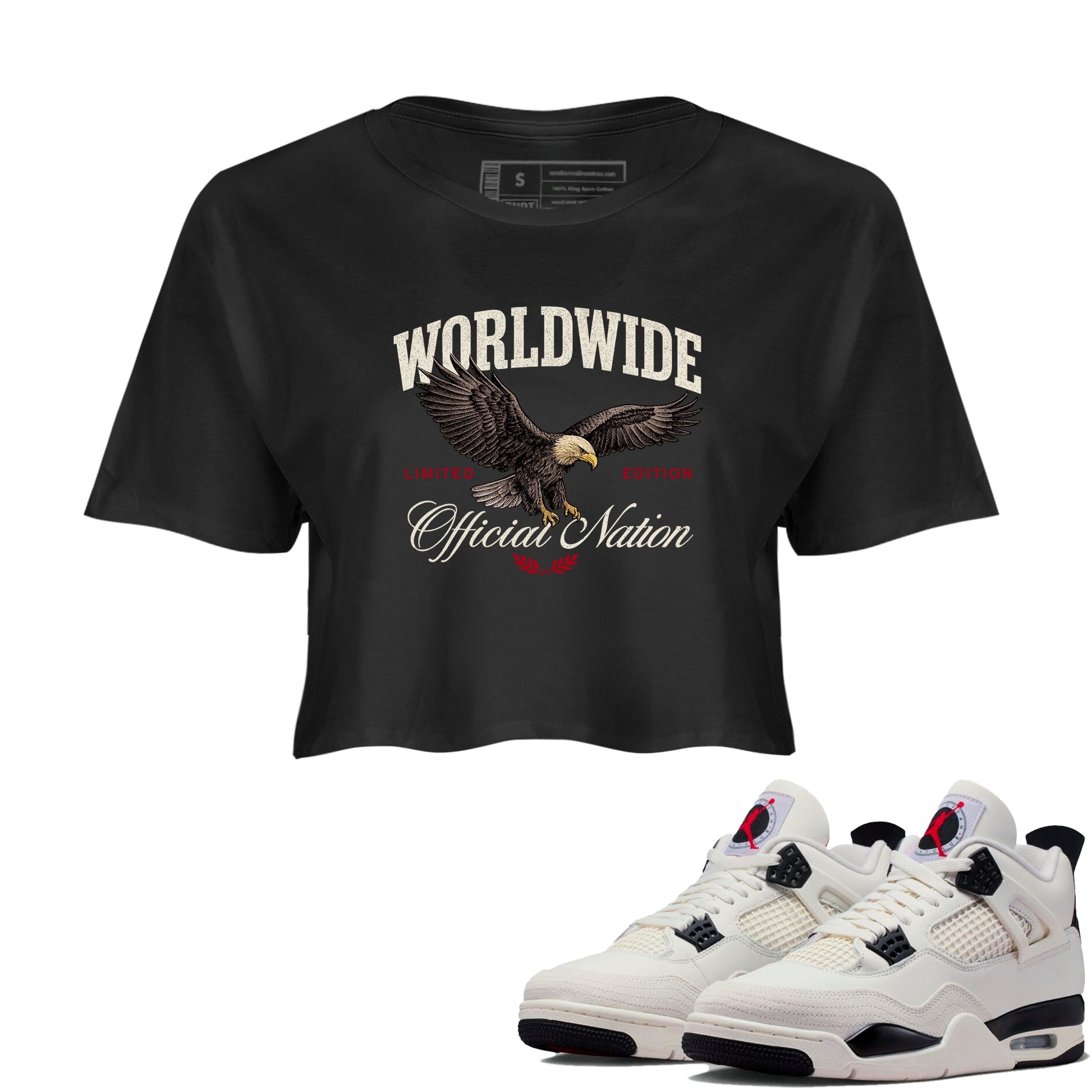 Sneaker match tees – Sneaker Tees To Match Air Jordan 4 Flight Club Shoes – Worldwide Official Nation Crop T-Shirt Black 1