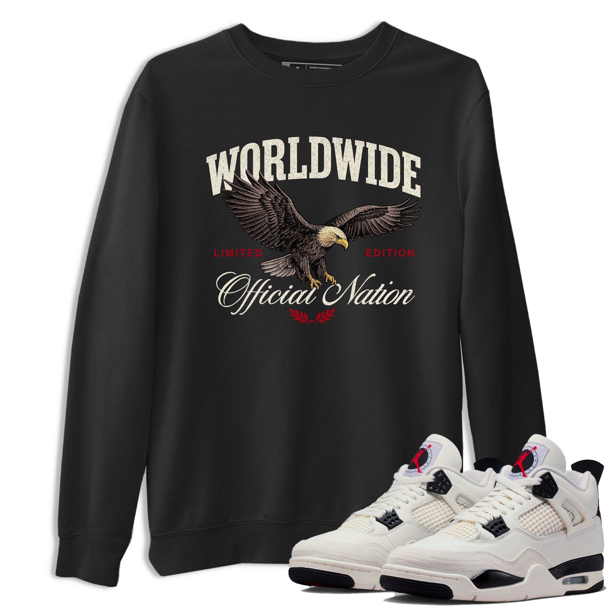Sneaker match tees – Sneaker Tees To Match Air Jordan 4 Flight Club Shoes – Worldwide Official Nation Tee Black 1