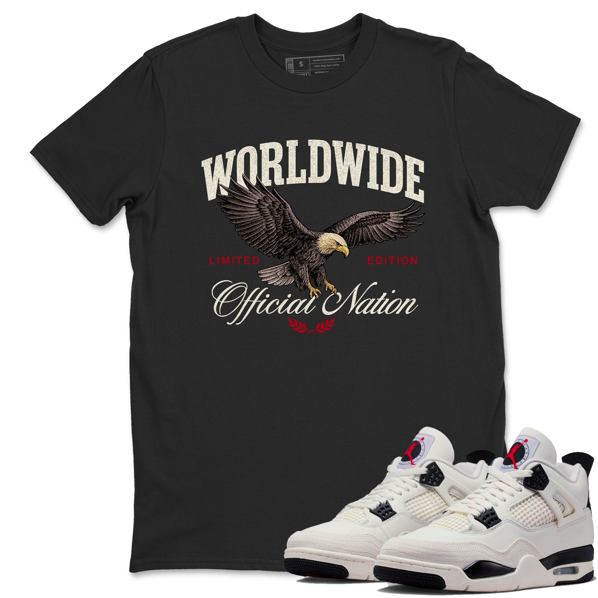 Sneaker match tees – Sneaker Tees To Match Air Jordan 4 Flight Club Shoes – Worldwide Official Nation Tee Black 1