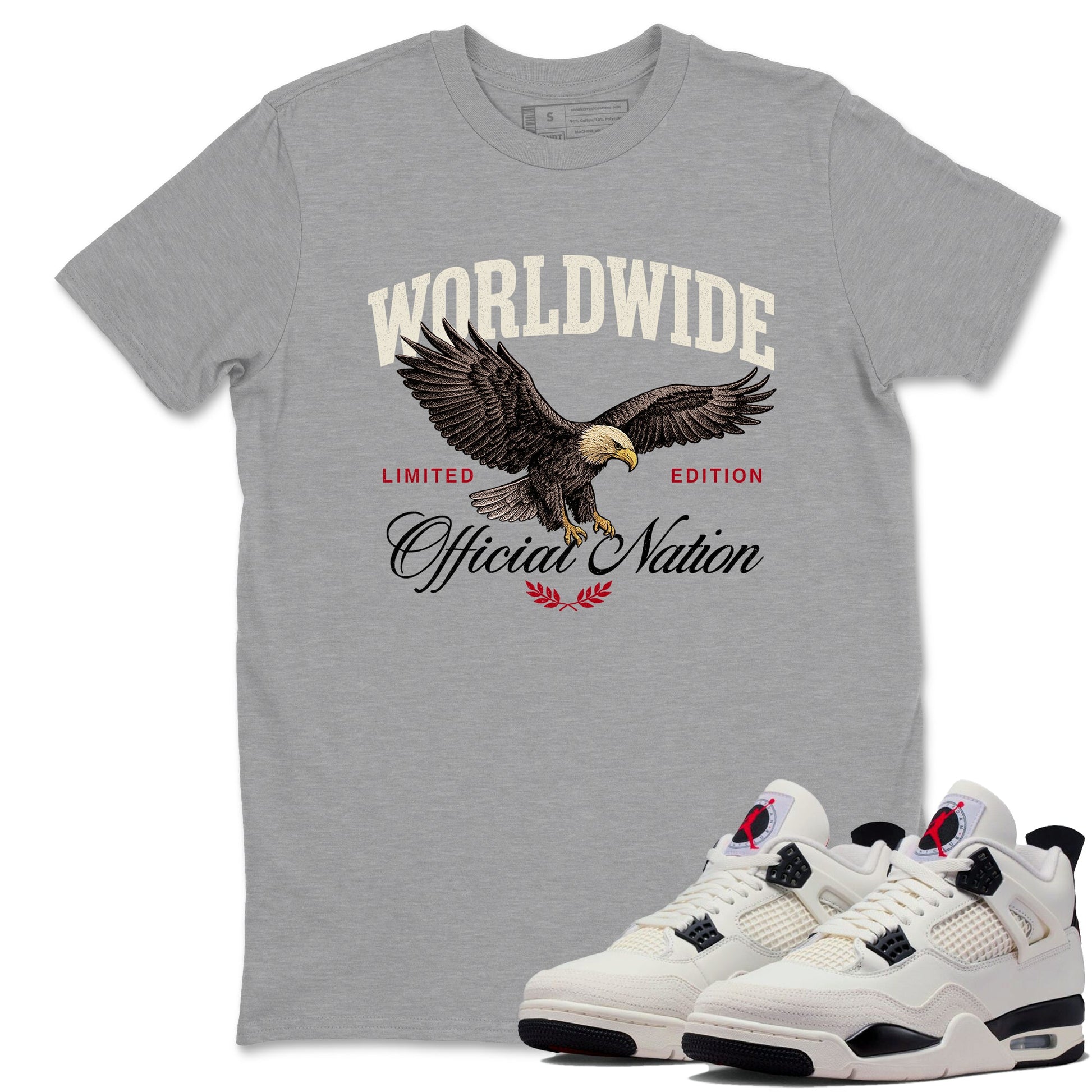 Sneaker match tees – Sneaker Tees To Match Air Jordan 4 Flight Club Shoes – Worldwide Official Nation Tee Heather Grey 1
