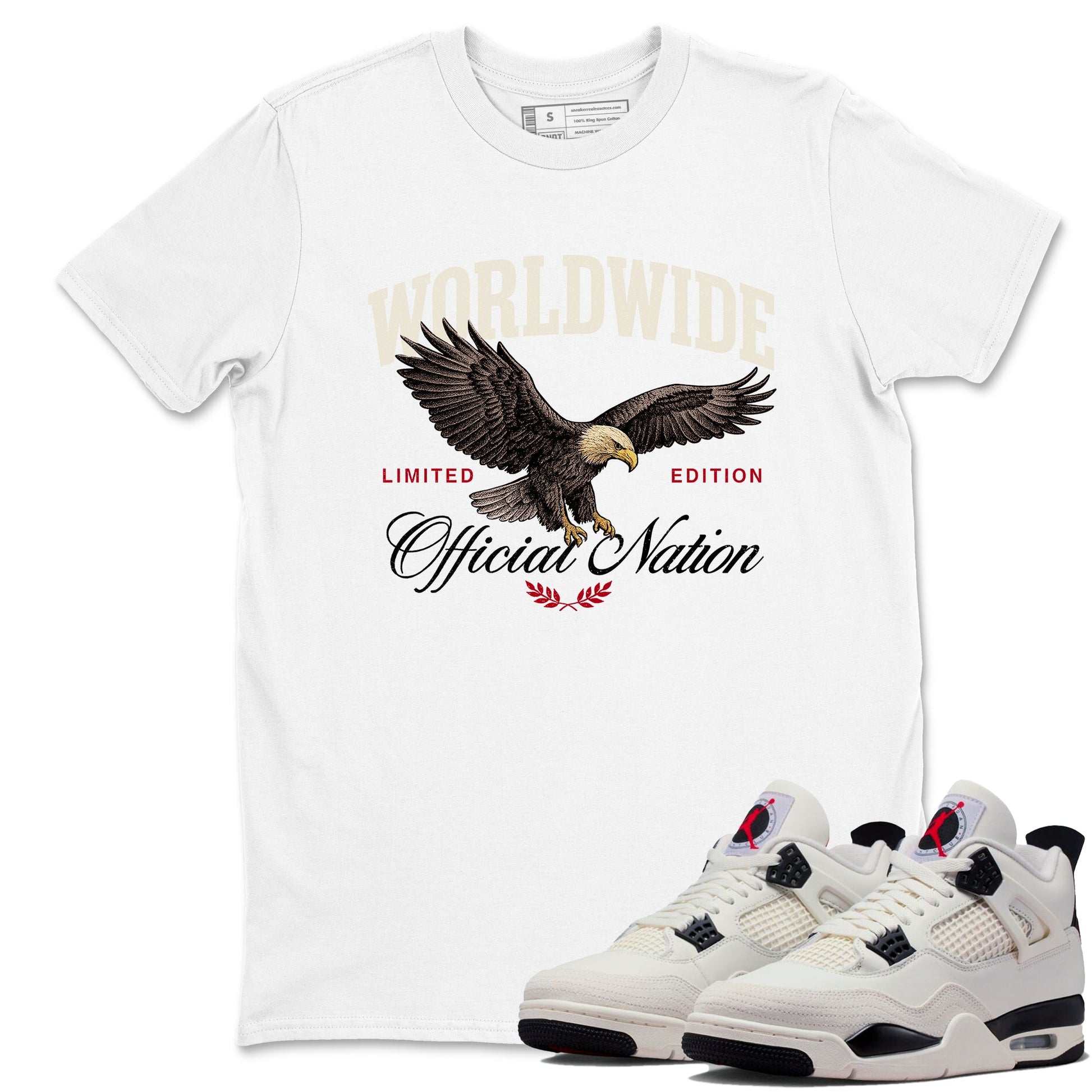 Sneaker match tees – Sneaker Tees To Match Air Jordan 4 Flight Club Shoes – Worldwide Official Nation Tee White 1