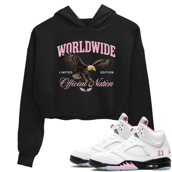 Sneaker match tees – Sneaker Tees To Match Air Jordan 5 Medium Soft Pink Shoes – Worldwide Official Nation Crop T-Shirt Black 1