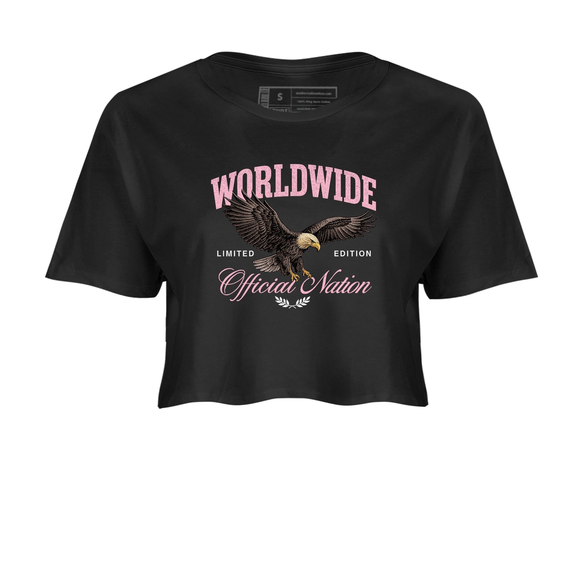 Sneaker match tees – Sneaker Tees To Match Air Jordan 5 Medium Soft Pink Shoes – Worldwide Official Nation Crop T-Shirt Black 2