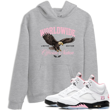Sneaker match tees – Sneaker Tees To Match Air Jordan 5 Medium Soft Pink Shoes – Worldwide Official Nation Tee Heather Grey 1