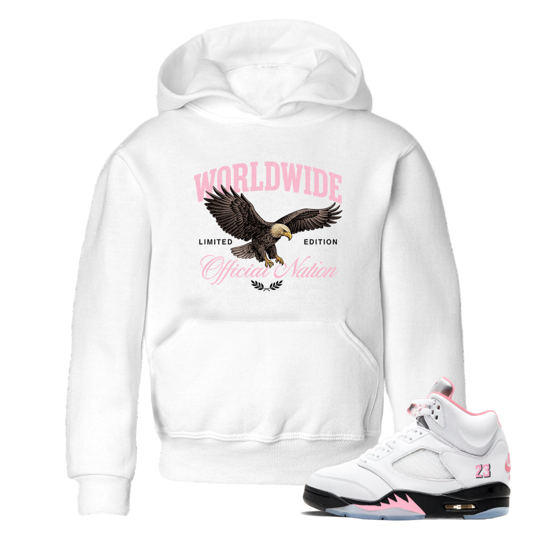 Best Sneaker Fit Sneaker Tees To Match Air Jordan 5 Medium Soft Pink Shoes breast cancer awareness Worldwide Official Nation Kids T-Shirt White 1