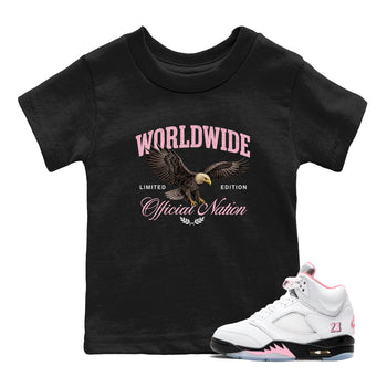Best Sneaker Fit Sneaker Tees To Match Air Jordan 5 Medium Soft Pink Shoes breast cancer awareness Worldwide Official Nation Kids T-Shirt Black 1