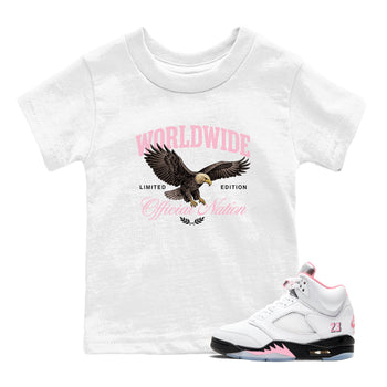 Best Sneaker Fit Sneaker Tees To Match Air Jordan 5 Medium Soft Pink Shoes breast cancer awareness Worldwide Official Nation Kids T-Shirt White 1