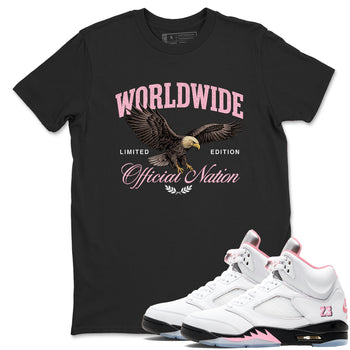 Sneaker match tees – Sneaker Tees To Match Air Jordan 5 Medium Soft Pink Shoes – Worldwide Official Nation Tee Black 1