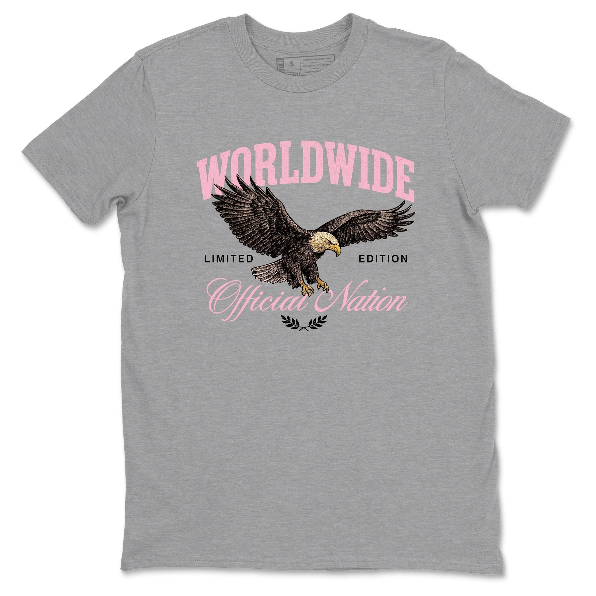 Sneaker match tees – Sneaker Tees To Match Air Jordan 5 Medium Soft Pink Shoes – Worldwide Official Nation Tee Heather Grey 2