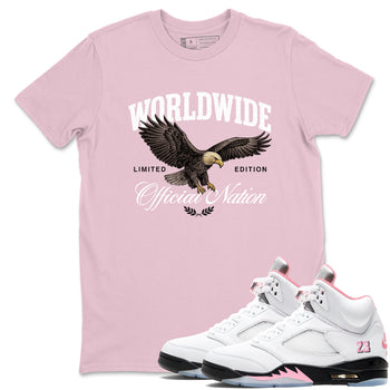 Sneaker match tees – Sneaker Tees To Match Air Jordan 5 Medium Soft Pink Shoes – Worldwide Official Nation Tee Pink 1
