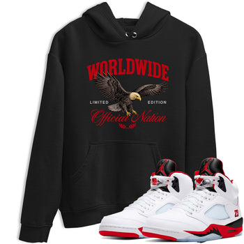 5s Fire Red Sneaker match tees – Sneaker Tees To Match Jordan 5 Retro Fire Red Sneakers – Worldwide Official Nation Graphic Tee Black 1