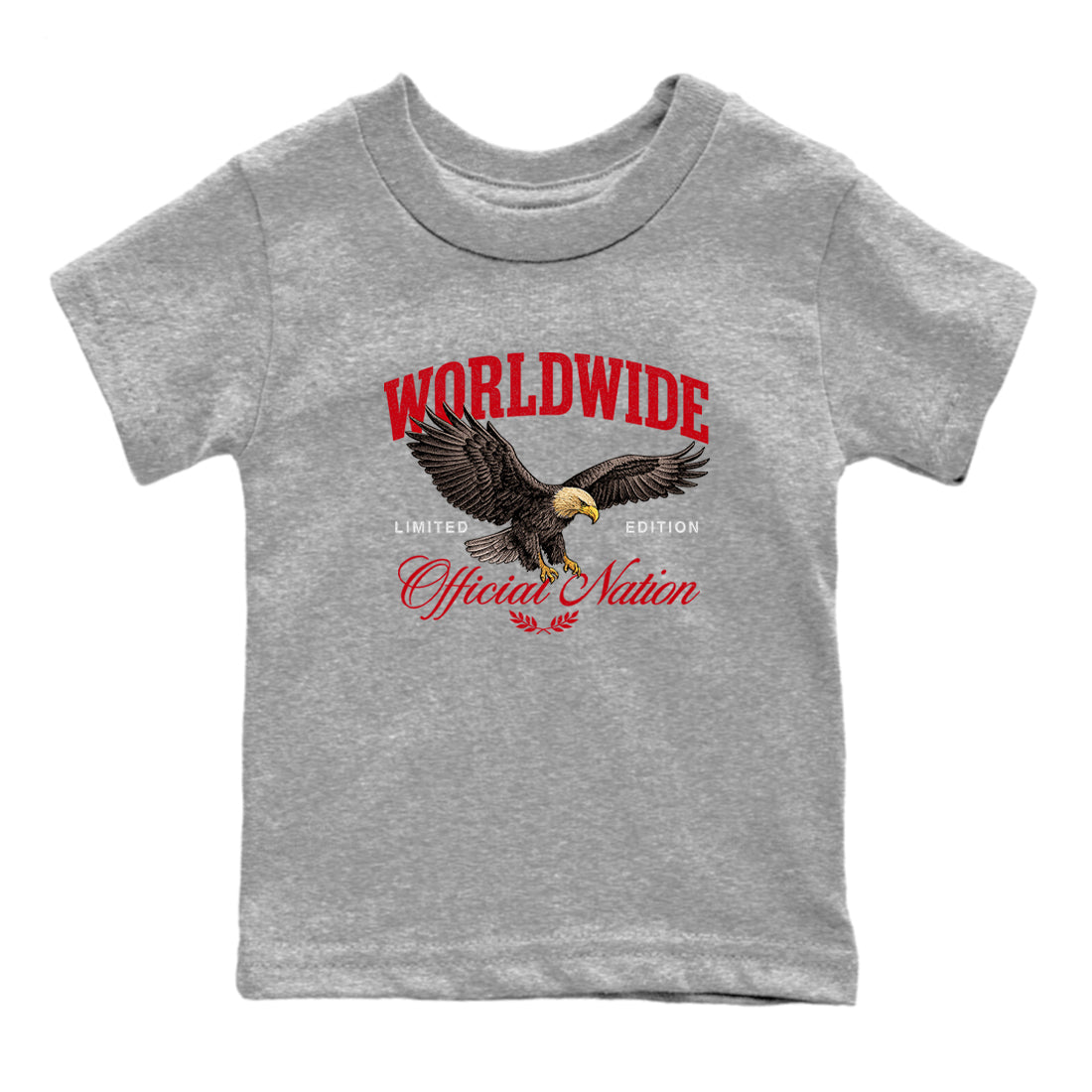 5s Fire Red Sneaker match tees – Sneaker Tees To Match Jordan 5 Retro Fire Red Sneakers – Worldwide Official Nation Kids Graphic T-Shirt Heather Grey 2