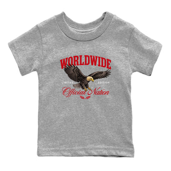 5s Fire Red Sneaker match tees – Sneaker Tees To Match Jordan 5 Retro Fire Red Sneakers – Worldwide Official Nation Kids Graphic T-Shirt Heather Grey 2