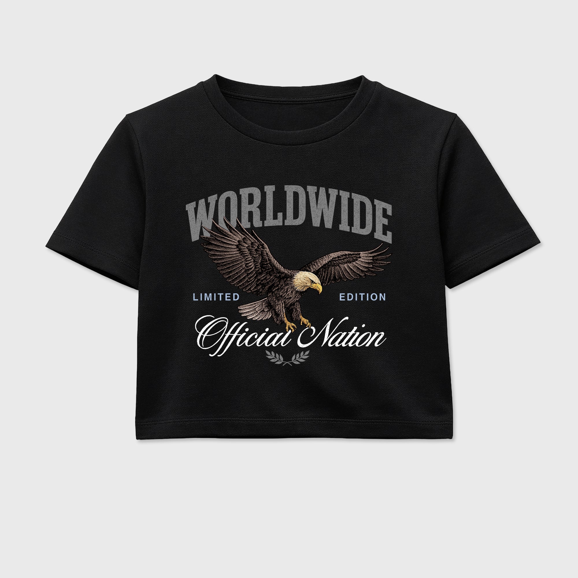 Sneaker outfits graphic tee – Sneaker Tees To Match Air Jordan 5 Wolf Grey Sneakers – Worldwide Official Nation Crop T-Shirt Black 2