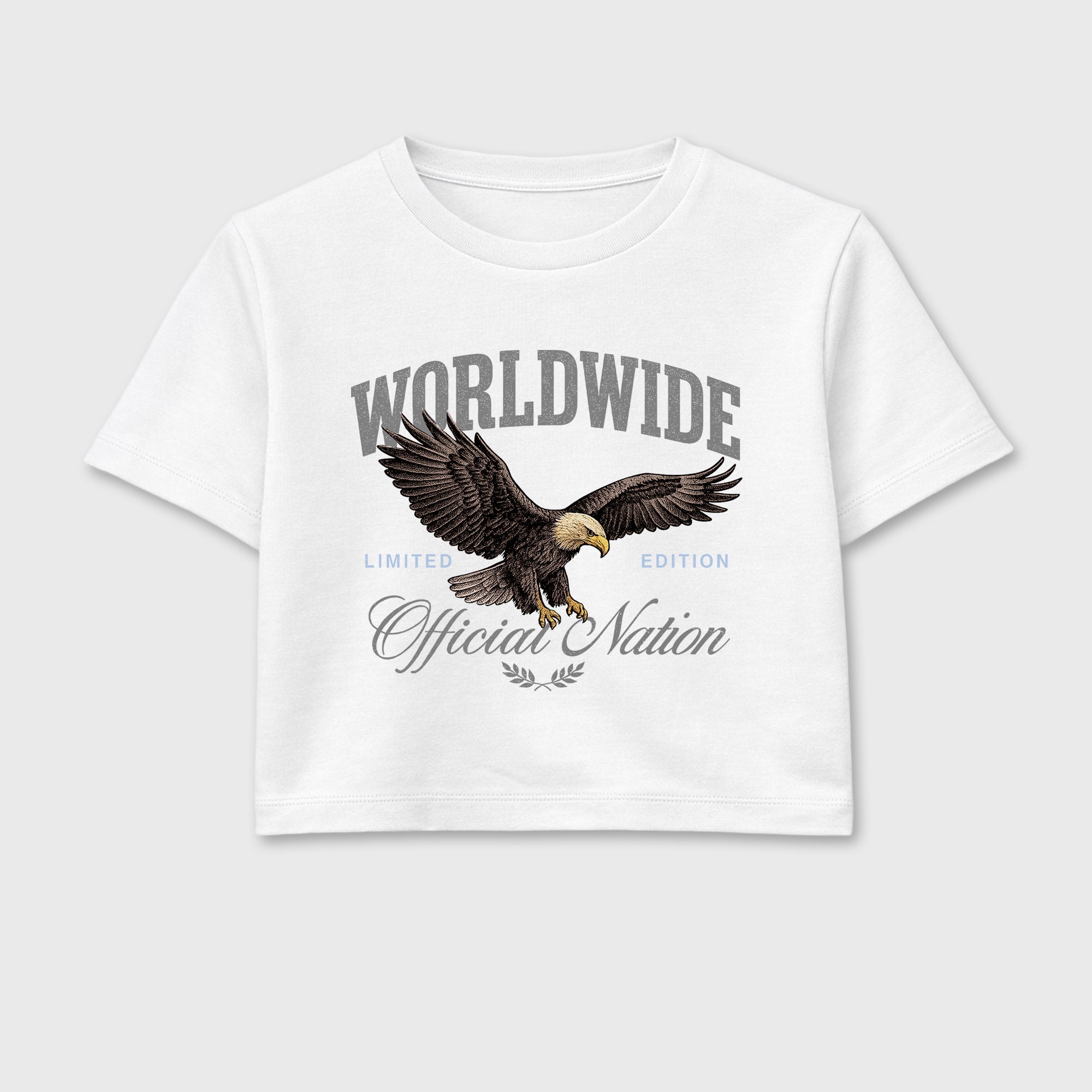 Sneaker outfits graphic tee – Sneaker Tees To Match Air Jordan 5 Wolf Grey Sneakers – Worldwide Official Nation Crop T-Shirt White 2